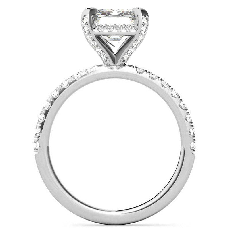 Radiant/Emerald Moissanite Petite Pave Style Engagement Ring