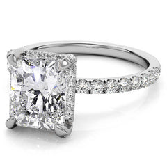 Radiant/Emerald Moissanite Petite Pave Style Engagement Ring