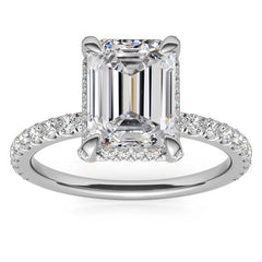Radiant/Emerald Moissanite Petite Pave Style Engagement Ring
