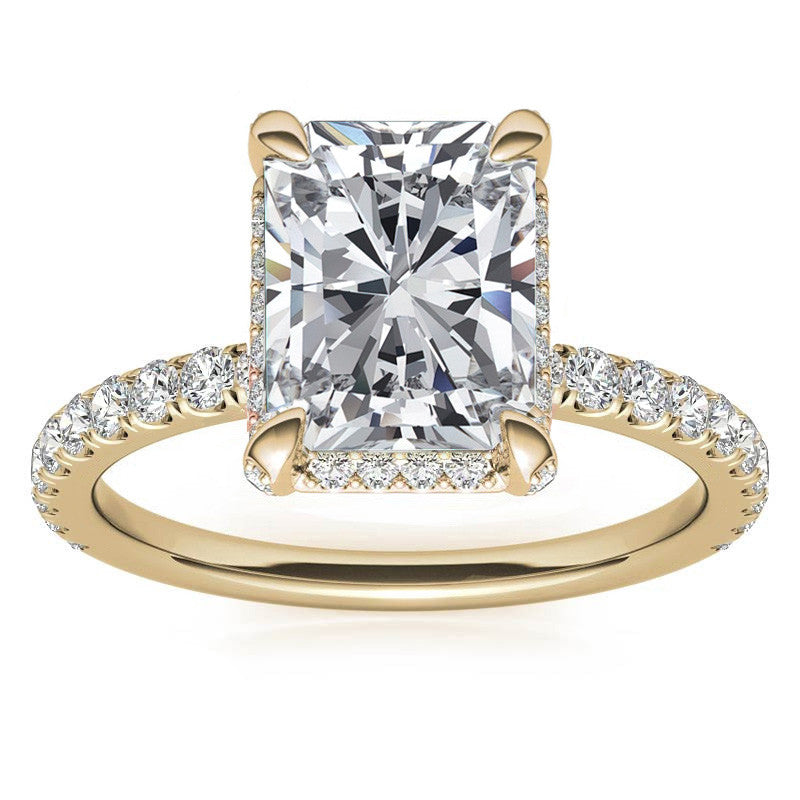 Radiant/Emerald Moissanite Petite Pave Style Engagement Ring