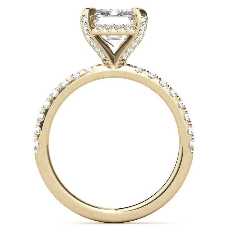 Radiant/Emerald Moissanite Petite Pave Style Engagement Ring