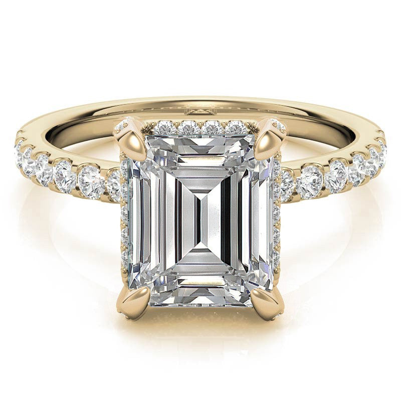 Radiant/Emerald Moissanite Petite Pave Style Engagement Ring