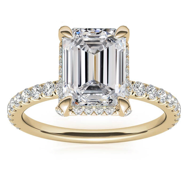 Radiant/Emerald Moissanite Petite Pave Style Engagement Ring