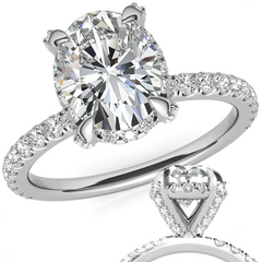 Oval Pave Style Moissanite Engagement Ring