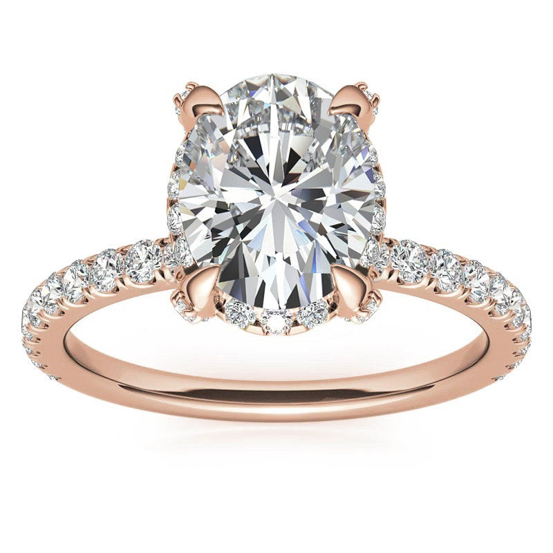 Oval Pave Style Moissanite Engagement Ring