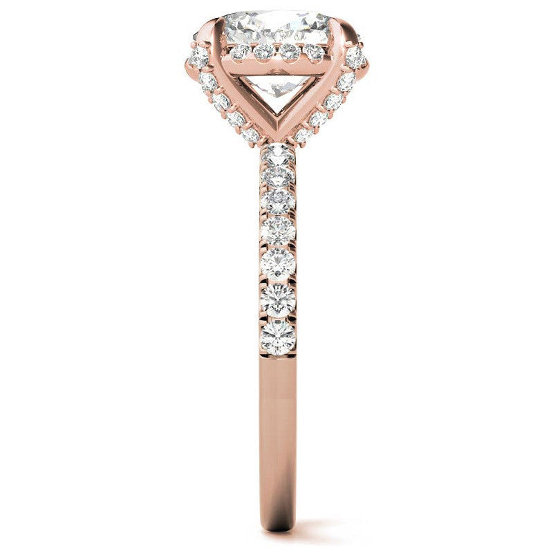 Oval Pave Style Moissanite Engagement Ring