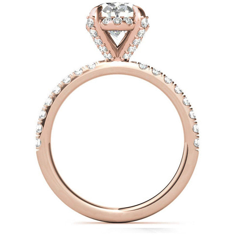 Oval Pave Style Moissanite Engagement Ring