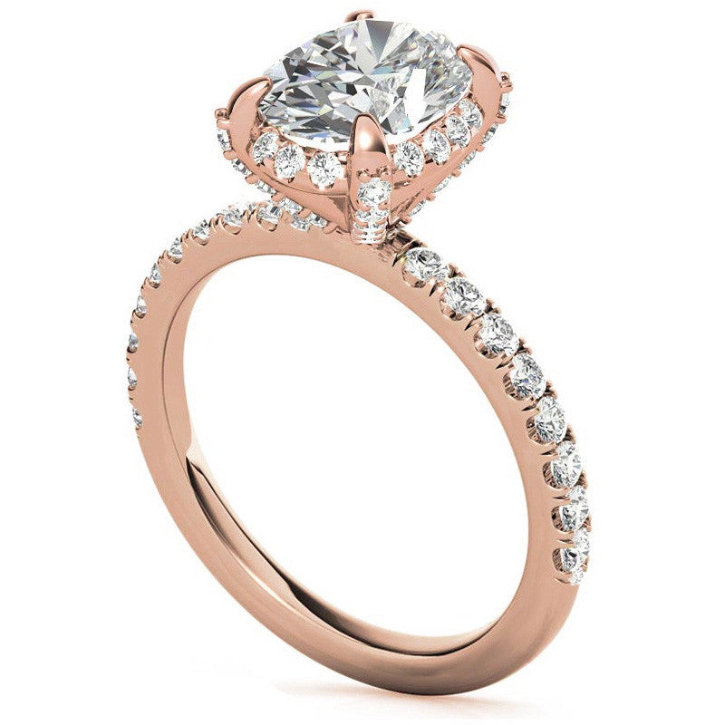 Oval Pave Style Moissanite Engagement Ring