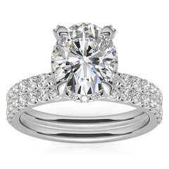 Oval Pave Style Moissanite Engagement Ring
