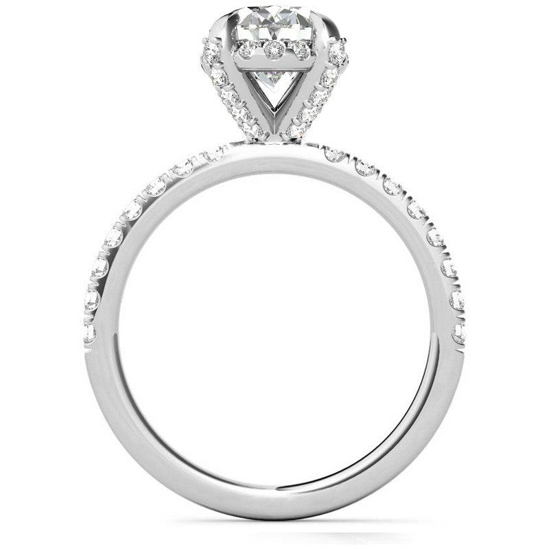 Oval Pave Style Moissanite Engagement Ring