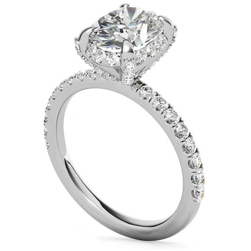 Oval Pave Style Moissanite Engagement Ring