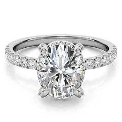 Oval Pave Style Moissanite Engagement Ring