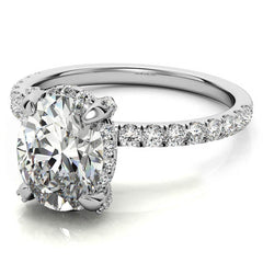 Oval Pave Style Moissanite Engagement Ring