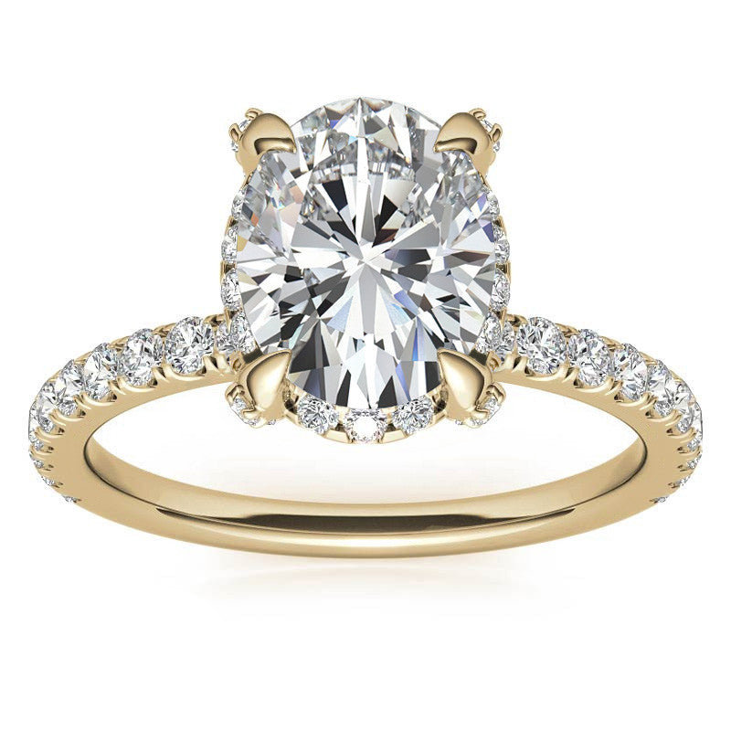 Oval Pave Style Moissanite Engagement Ring