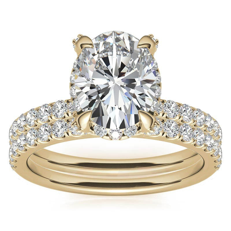 Oval Pave Style Moissanite Engagement Ring