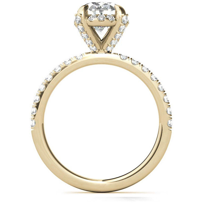 Oval Pave Style Moissanite Engagement Ring