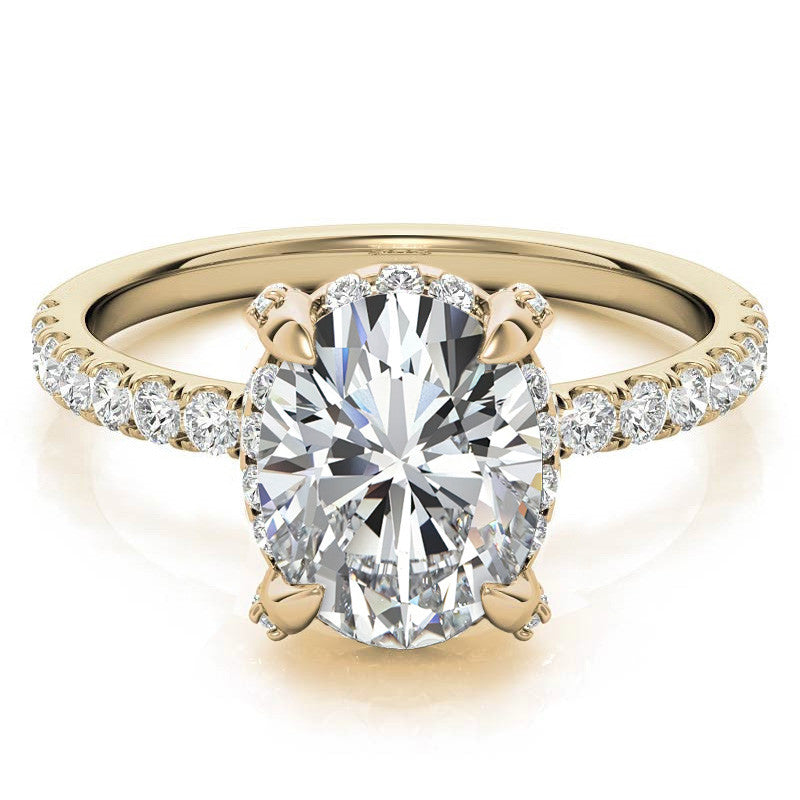 Oval Pave Style Moissanite Engagement Ring