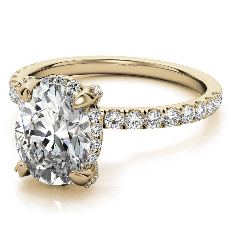 Oval Pave Style Moissanite Engagement Ring