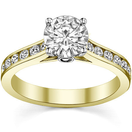 Channel Moissanite Engagement Ring with Surprise Diamond