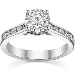 Channel Moissanite Engagement Ring with Surprise Diamond