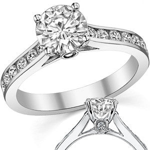 Channel Moissanite Engagement Ring with Surprise Diamond