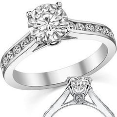 Channel Moissanite Engagement Ring with Surprise Diamond
