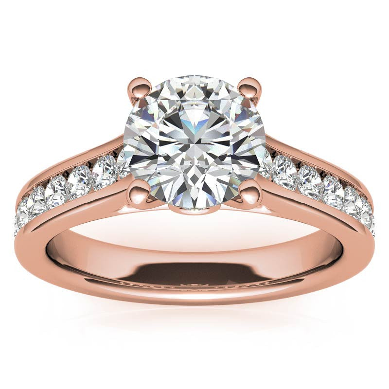 Channel Moissanite Engagement Ring with Surprise Diamond