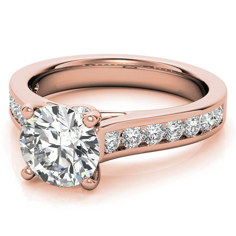 Channel Moissanite Engagement Ring with Surprise Diamond