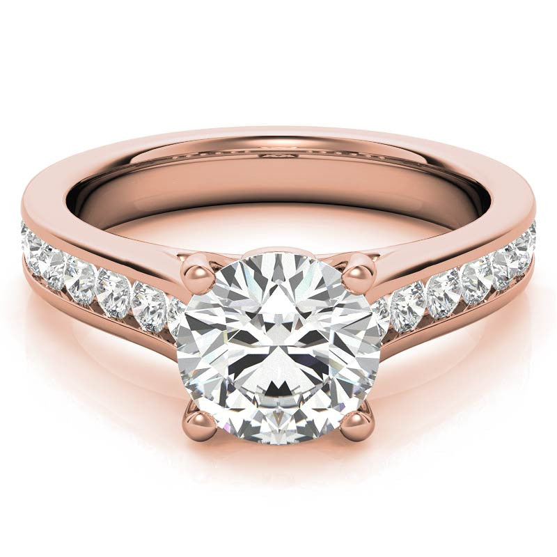 Channel Moissanite Engagement Ring with Surprise Diamond