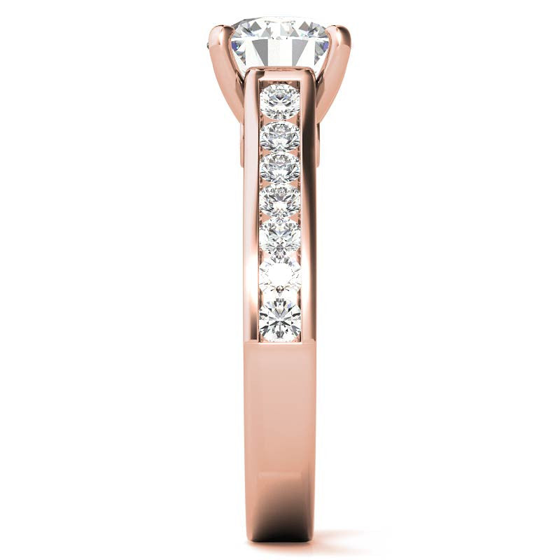 Channel Moissanite Engagement Ring with Surprise Diamond