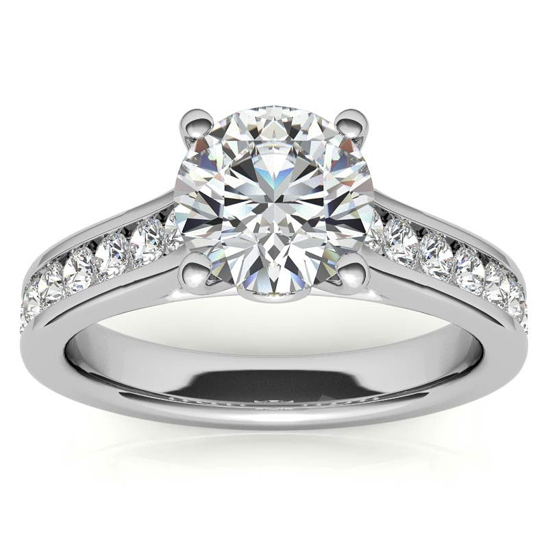 Channel Moissanite Engagement Ring with Surprise Diamond