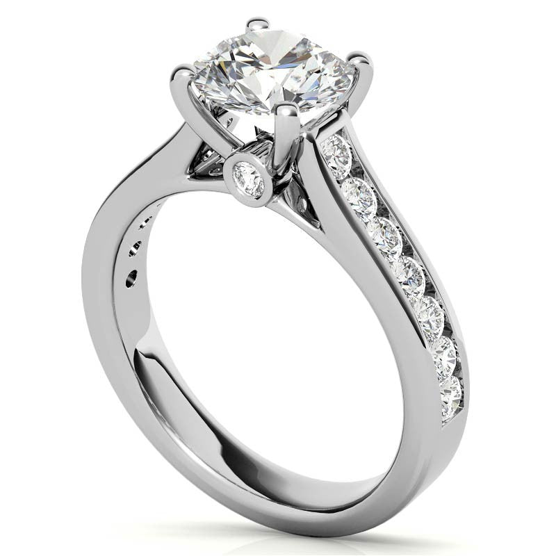Channel Moissanite Engagement Ring with Surprise Diamond