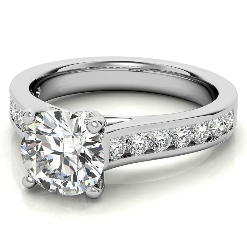 Channel Moissanite Engagement Ring with Surprise Diamond