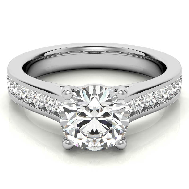 Channel Moissanite Engagement Ring with Surprise Diamond