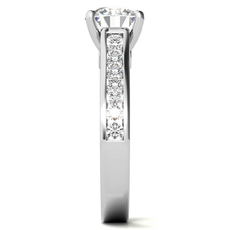 Channel Moissanite Engagement Ring with Surprise Diamond