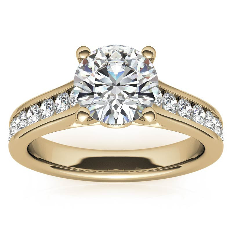 Channel Moissanite Engagement Ring with Surprise Diamond