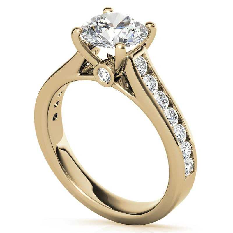 Channel Moissanite Engagement Ring with Surprise Diamond