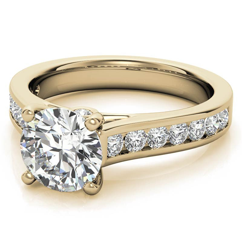 Channel Moissanite Engagement Ring with Surprise Diamond