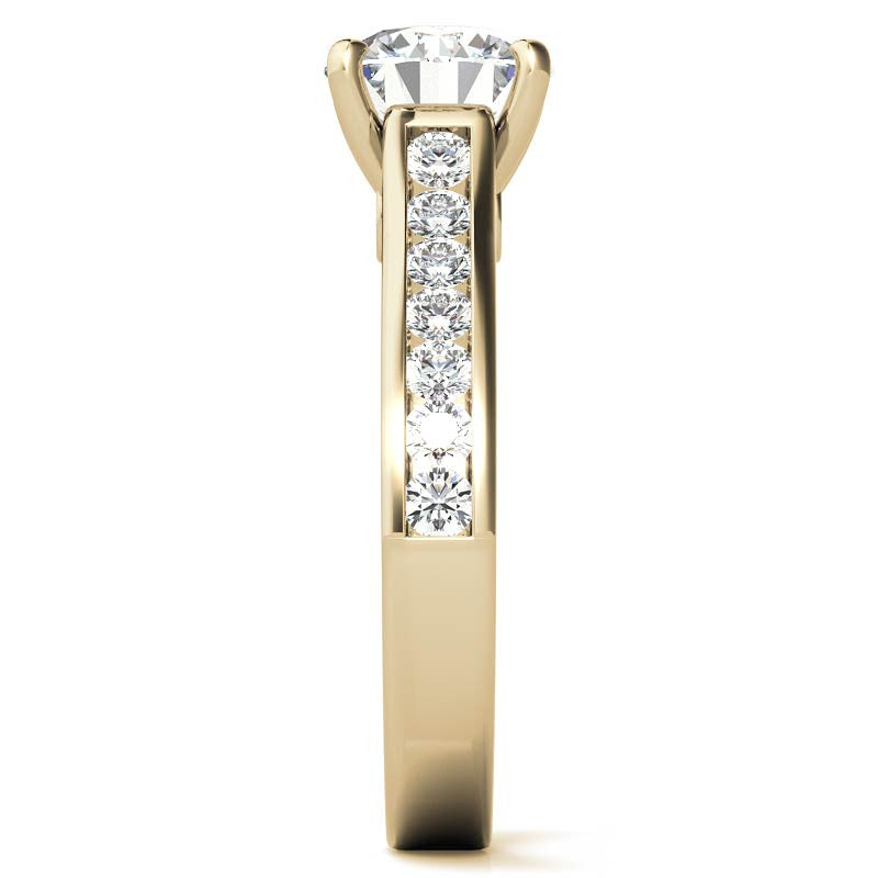 Channel Moissanite Engagement Ring with Surprise Diamond