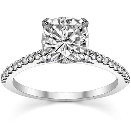 Round Brilliant Moissanite Petite Cathedral Engagement Ring (0.20ct)