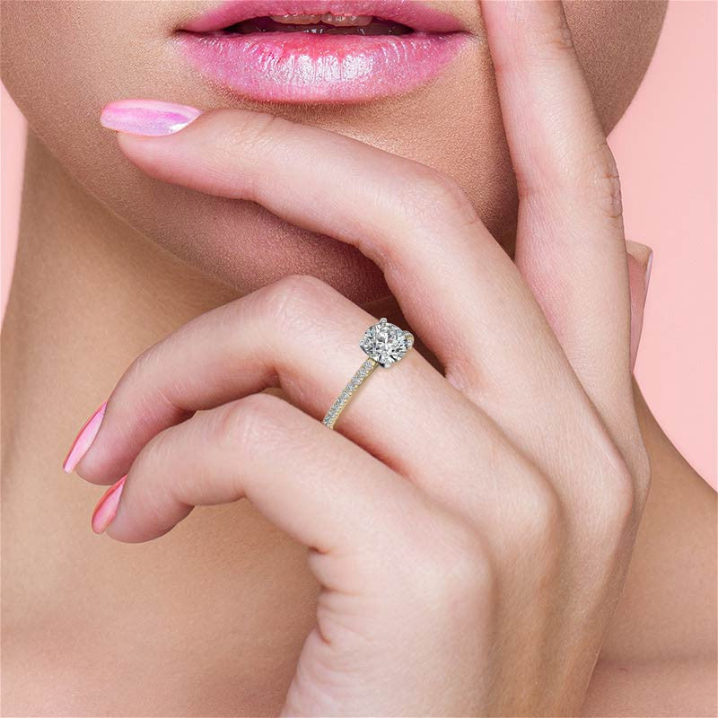 Round Brilliant Moissanite Petite Cathedral Engagement Ring (0.20ct)
