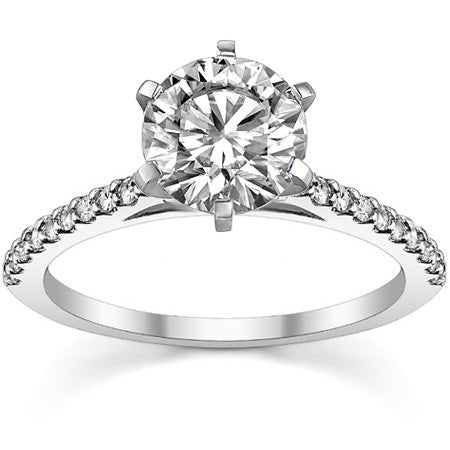 Round Brilliant Moissanite Petite Cathedral Engagement Ring (0.20ct)