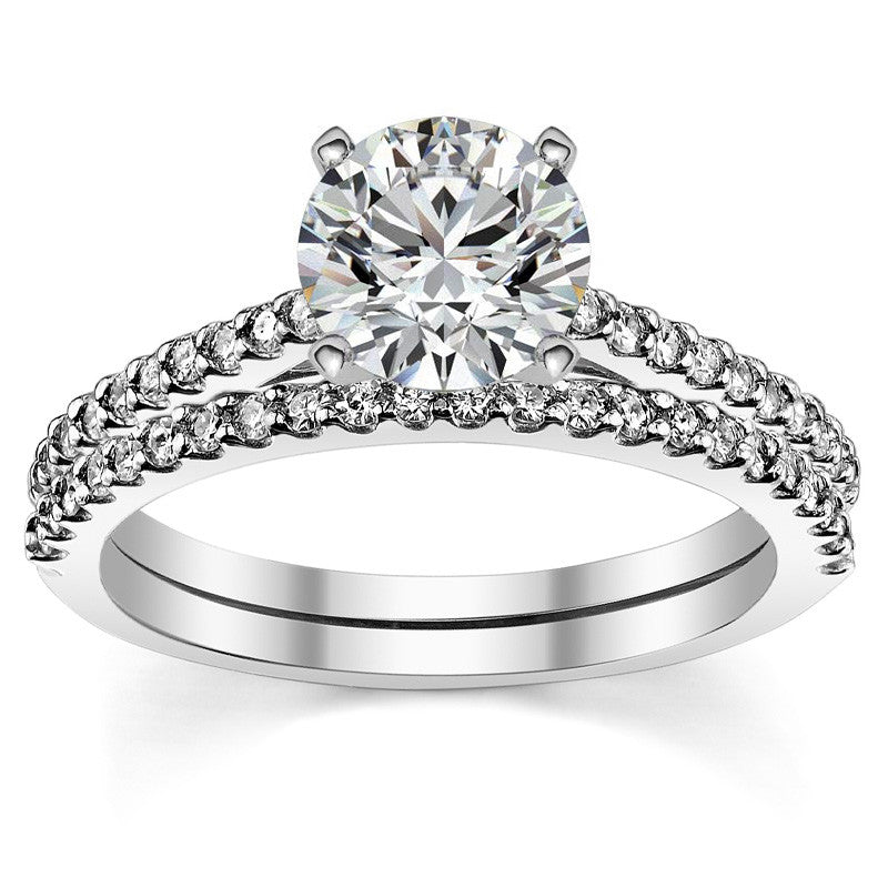 Round Brilliant Moissanite Petite Cathedral Engagement Ring (0.20ct)