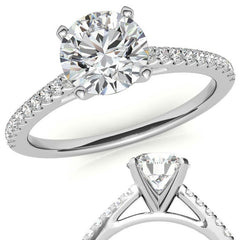 Round Brilliant Moissanite Petite Cathedral Engagement Ring (0.20ct)
