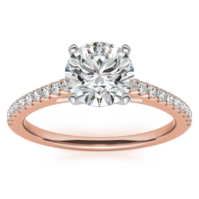 Round Brilliant Moissanite Petite Cathedral Engagement Ring (0.20ct)