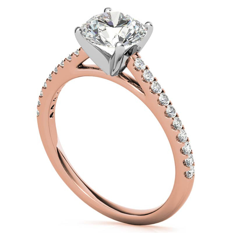 Round Brilliant Moissanite Petite Cathedral Engagement Ring (0.20ct)