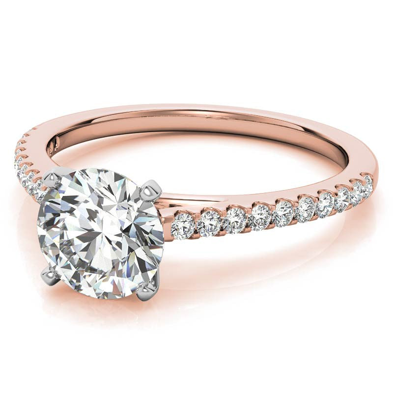 Round Brilliant Moissanite Petite Cathedral Engagement Ring (0.20ct)