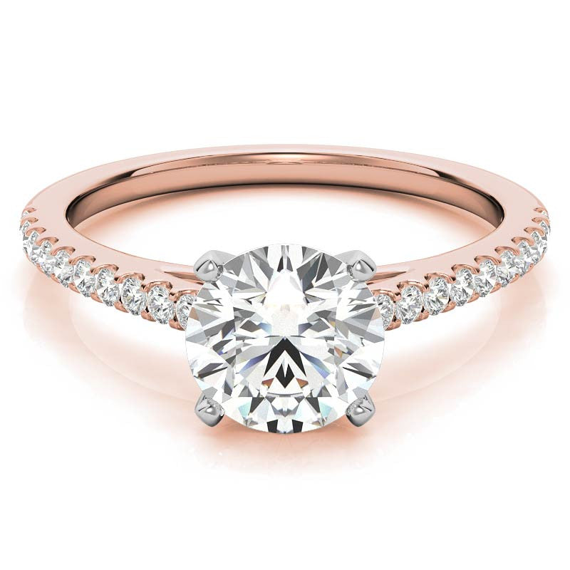 Round Brilliant Moissanite Petite Cathedral Engagement Ring (0.20ct)