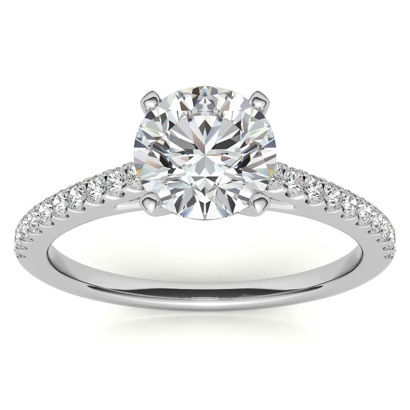 Round Brilliant Moissanite Petite Cathedral Engagement Ring (0.20ct)