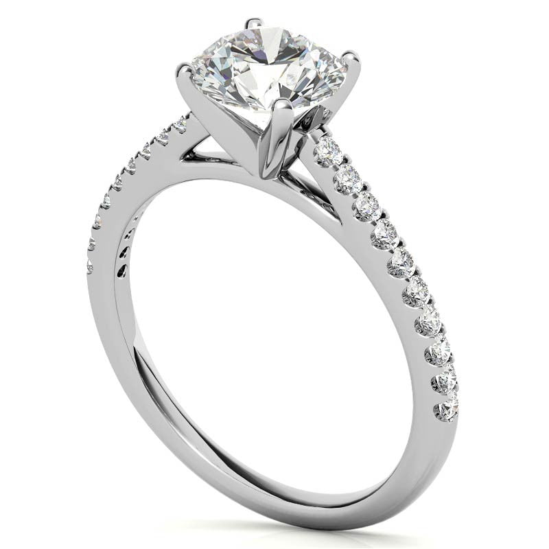 Round Brilliant Moissanite Petite Cathedral Engagement Ring (0.20ct)
